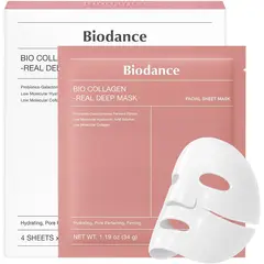BIODANCE - 04 Mascarillas Faciales Bio-Collagen Real Deep Coreana 34g x 4 Uds-