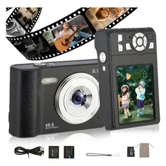 GIOIO - Cámara Digital Niños Hd Video Fotos Doble Lente 48mp Webcam Filtros Principiantes 32gb