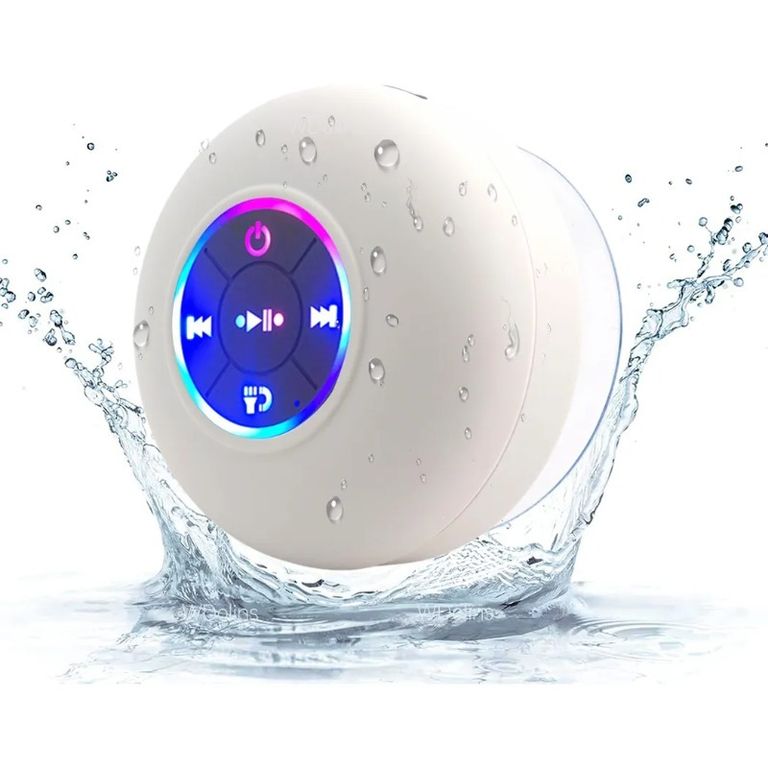 Mini Bocina Portátil Inalámbrico Bluetooth Altavoz Baño Ipx4 Impermeable Con Luz Led Ventosa