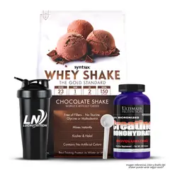 SYNTRAX - Whey Shake 5 LB - Proteina - Chocolate Shake + Creatina Ultimate Nutrition 300 G + Shaker