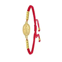 SANTORAL - Pulsera Medalla Milagrosa Billas - Hilo Rojo y Acero