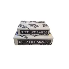 GENERICO - Juego de Cajas Decorativas Tipo Libro “Keep Life Simple” Estilo Natural Minimalista - - Adorno Elegante para Sala Regalo Ideal