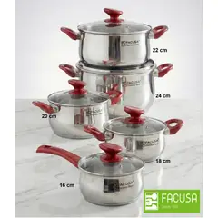 FACUSA - SET DE OLLAS DE ACERO 10 PIEZAS