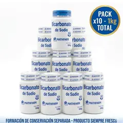 GENERICO - Bicarbonato Sodio 1kg 10 Frascos 100g – Evita la Humedad y Contaminación