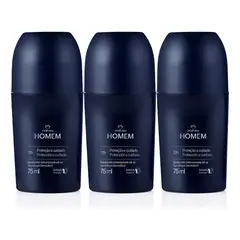 Natura - Kit X3 Desodorante Roll-on Invisible Para Hombre Homem