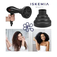 GENERICO - Difusor de Silicona Universal para secadora ideal para rizos en NEGRO