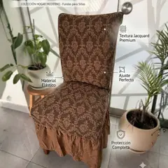 SALA FABULOSA - Funda de silla 8 piezas - Chocolate - Alto relieve Diamante Essence