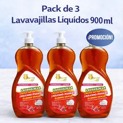 QUEEN - Pack x3 Lavavajillas Líquido 900 ml Frambuesa y Sandía Antibacterial Elimina Grasa