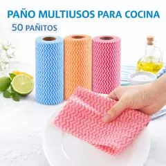 GENERICO - PAÑOS MULTIUSOS COCINA LIMPIADOR PAÑITOS LIMPIEZA REUTILIZABLES MESA MAYOLICAS ROLLO 50 UNIDADES