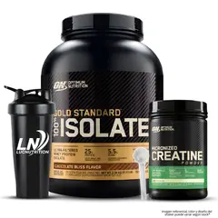 OPTIMUN NUTRITION - Gold Standard Isolate 5 LB - Chocolate Bliss + Creatina Optimum Nutrition 600 G + Shaker + Scoop