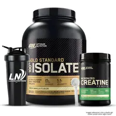OPTIMUN NUTRITION - Gold Standard Isolate 5 LB - Rich Vainilla + Creatina Optimum Nutrition 600 G + Shaker + Scoop