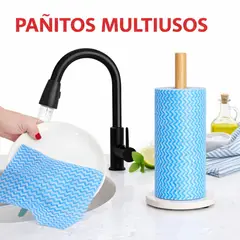 GENERICO - PAÑO LIMPIEZA MULTIUSOS COCINA PAÑITOS ABSORBENTES Y REUTILIZABLES LIMPIADOR 50 PAÑOS ROLLO
