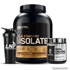 OPTIMUN NUTRITION - Gold Standard Isolate 5 LB - Chocolate Bliss + Creatina Kevin Levrone 300 G + Shaker