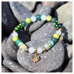 FERNANDA ROMERO JOYAS Y ACCESORIOS - Pulsera de Piedras Naturales BRISA DEL PINAR - Jade y cuarzo blanco IDEAL PARA LA BUENA SUERTE