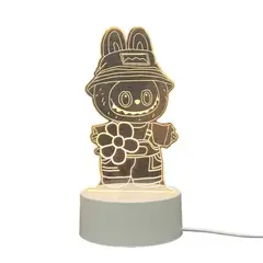 GENERICO - Lámpara Led 3D de Escritorio Labubu Blanco Amarillo