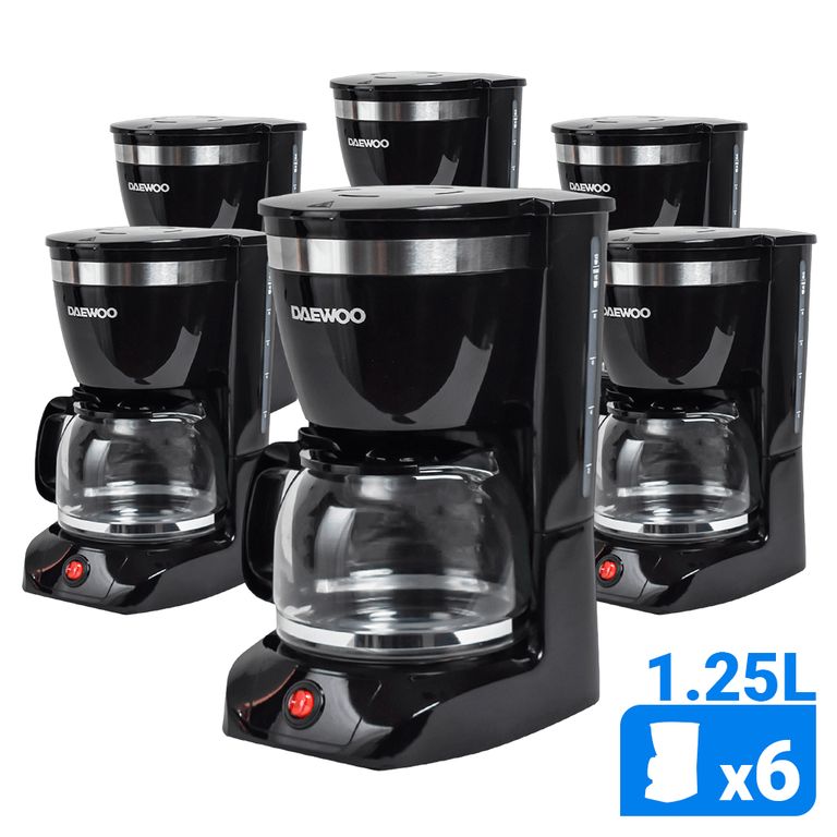 Cafetera 800w 1.25L 12 Tazas Pack x6