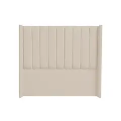 MUEBLES MACRUMO - Combo Cama tapizada Barcelona-Queen Beige claro+Colchón Semiortopédico