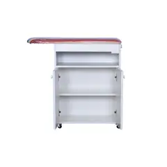 MUEBLES MACRUMO - Mueble Planchador movible de 110cm - Color Blanco - Armado