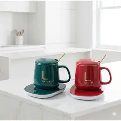 GENERICO - Set Regalo Taza Térmica con Base Calentadora