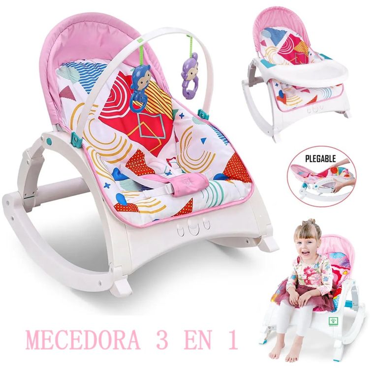 Mecedora para bebes Musical con Vibrador rosado