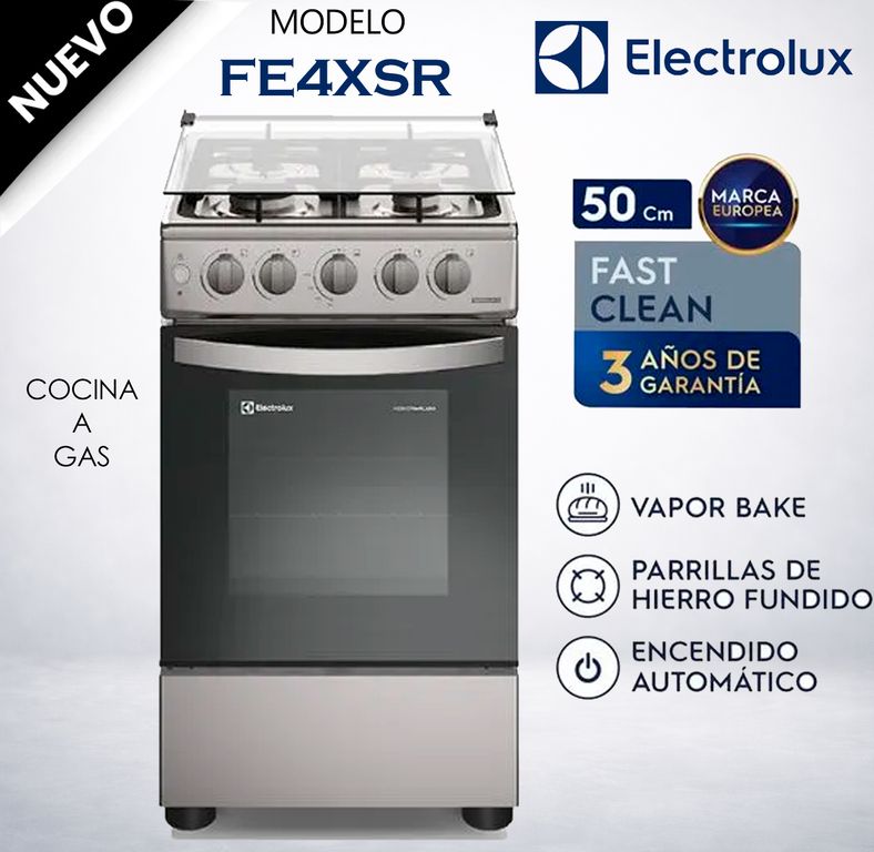 Cocina De Pie 4 hornillas 50 cm Silver FE4XSR