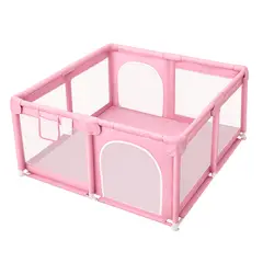 BABYPAL - Corral para Bebe 120 X 120 con Vista 360° y Doble Puerta Rosado
