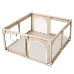 BABYPAL - Corral para Bebe 120 X 120 con Vista 360° y Doble Puerta Beige