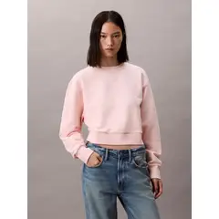 CALVIN KLEIN - Sudadera cropped con logo en insignia CK