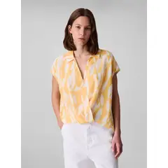 CALVIN KLEIN - Blusa cruzada de gasa estampada CK