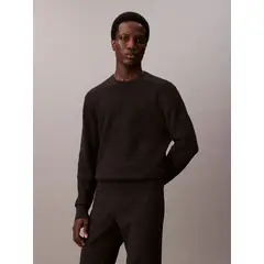 CALVIN KLEIN - Suéter de algodón texturizado de cuello redondo CK