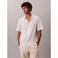 CALVIN KLEIN - Camisa de mangas cortas y raya texturizada CK