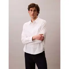 CALVIN KLEIN - Camisa de popelina lisa de manga larga CK