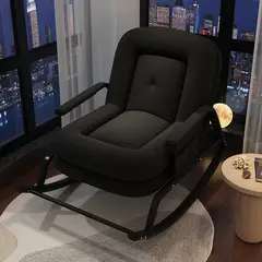 GENERICO - SILLA SILLÓN MECEDORA SOFÁ RECLINABLE PLEGABLE SALA TERRAZA JARDÍN NEGRO