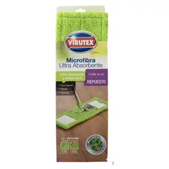VIRUTEX - MOPA MICROFIBRA PLANA 45CM REPUESTO CREATIVA VERDE