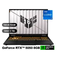 ASUS - Laptop TUF GAMING F16 FX608MHR-RV169 I7-14650HX, 16GB RAM, 1TB SSD, RTX5050-8GB, SIN WINDOWS, 16