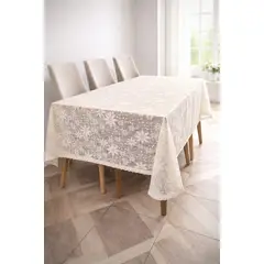GENERICO - Elegante Mantel de Mesa Crema Aperlado 150cm X 250cm