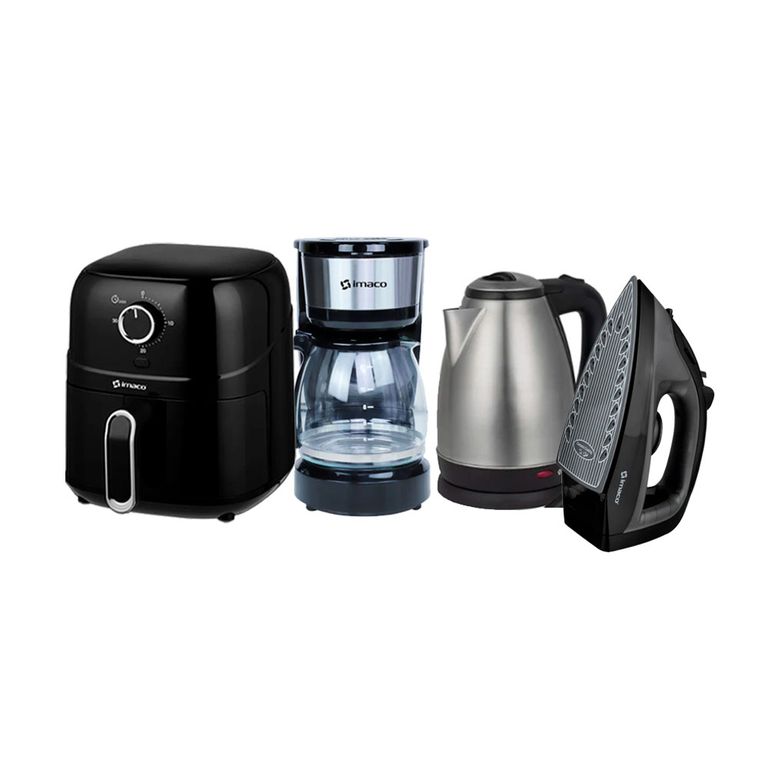 Combo Freidora de Aire Imaco+Cafetera+Hervidor+Plancha