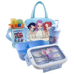 GENERICO - Pack Lonchera Térmica Kpop Demon Hunters con Tomatodos, Taper con Compartimientos y Cubiertos