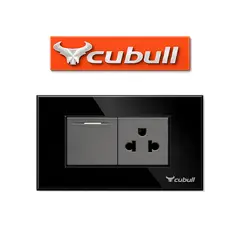 CUBULL - CAJA DE 5 INTERRUPTOR + TOMACORRIENTE EMPOTRABLE NEGRO ESPEJO