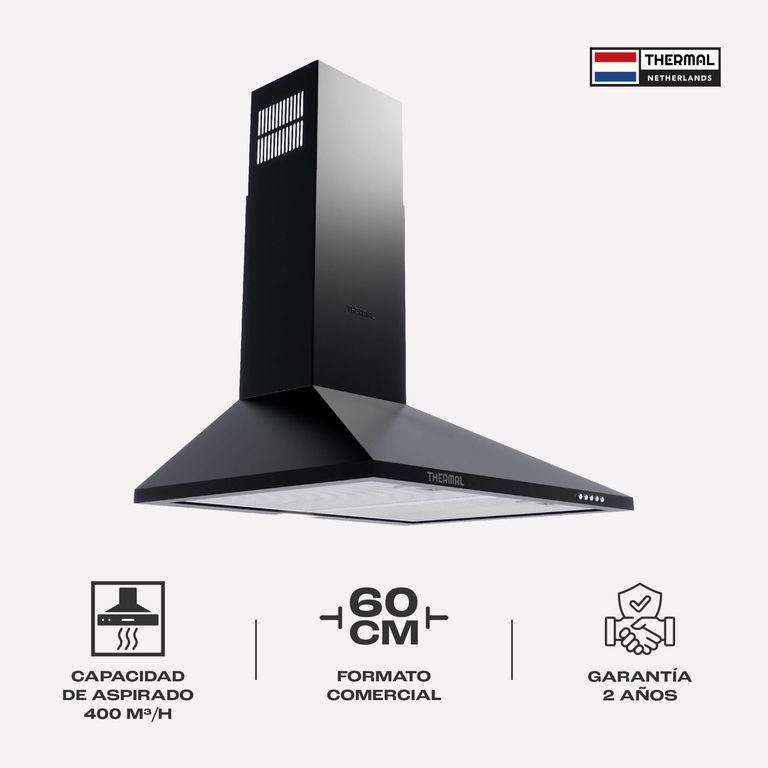 CAMPANA DE PARED PIRAMIDAL THERMAL RETRO BLACK 60