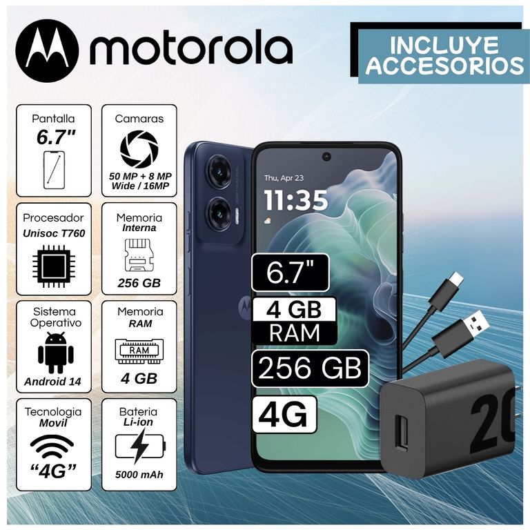 Celular G35 6.6" Pulg. 4GB RAM 256GB Android 14 - Negro