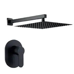 GENERICO - MEZCLADORA DE DUCHA NEGRO CUADRADA CON CANOPLA OVALADA 6023