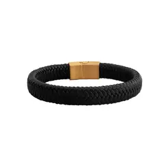 CLEO JOYAS & ACCESORIOS - Pulsera Trenzada Cuerina Acero Hombre