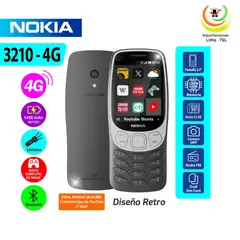NOKIA - CELULAR BASICO 3210 4G DUAL SIM - NEGRO CON REDES SOCIALES