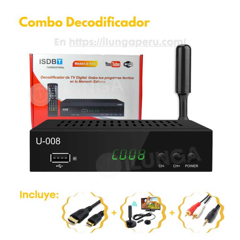 Decodificador Sintonizador Digital Tv Full Hd + ANTENA HD +ACCESORIOS