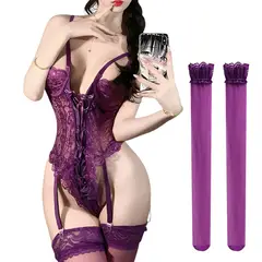 GENERICO - Set De Lencería Sexy Body Mujer Encaje Con Medias