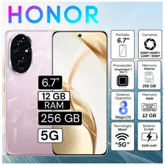 HONOR - Celular 200 12GB RAM 256GB 6.7" Pulg. MagicOS 8.0 - Rosa Coral