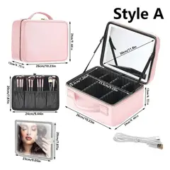 GENERICO - Neceser Organizador de Maquillaje con Espejo Luz Led