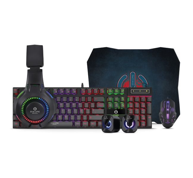 Kit Gamer Bravio5 Ent G1000-5 Teclado + Mouse + Auricular + Parlante + Pad Mouse