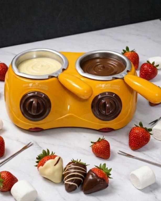 Ollita Chocolatera Doble Eléctrica Amarillo para Fondue Máquina para derretir Chocolate